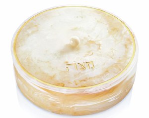 Picture of Resin Matzah Box Marbelized Gold 13.75"